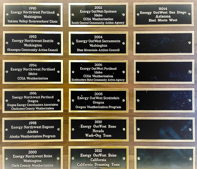 Plaque of competition winners